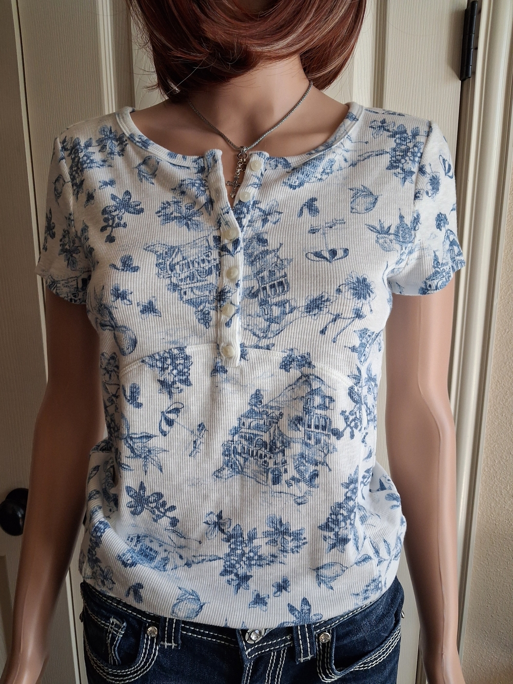 Lucky Brand Henley Ribbed Top Size Small
